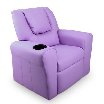 Keezi Luxury Kids Recliner Sofa Children Lounge Chair PU Couch Armchair Purple