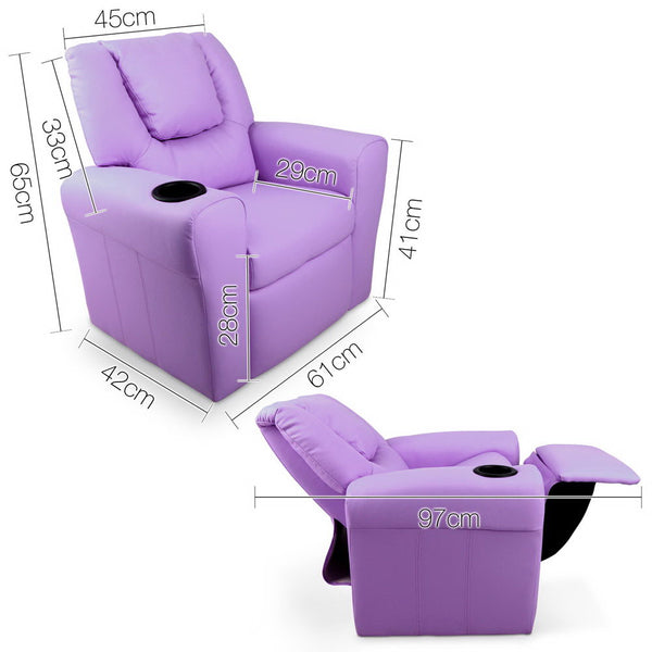Keezi Luxury Kids Recliner Sofa Children Lounge Chair PU Couch Armchair Purple freeshipping - Awezingly