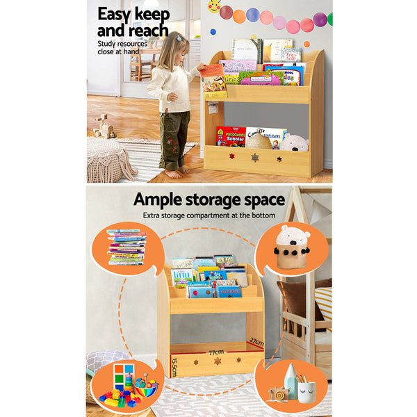 Keezi Kids Bookshelf Children Toys Storage Shelf Rack Organiser Bookcase Display Keezi