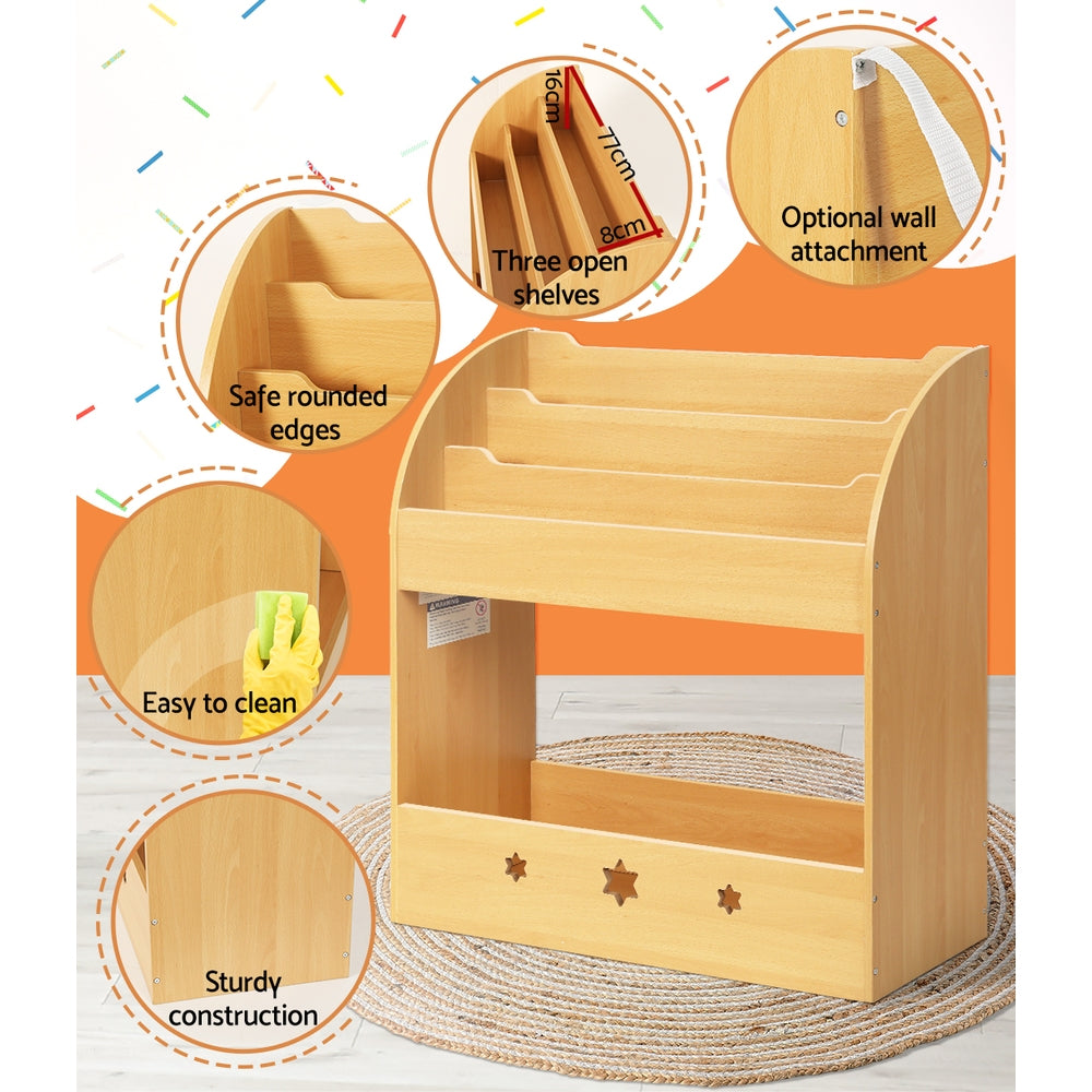 Keezi Kids Bookshelf Children Toys Storage Shelf Rack Organiser Bookcase Display Keezi