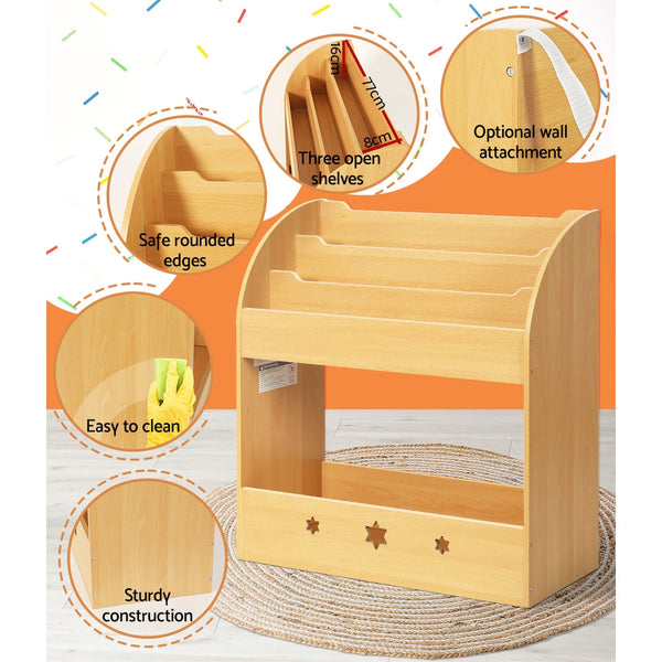 Keezi Kids Bookshelf Children Toys Storage Shelf Rack Organiser Bookcase Display Keezi
