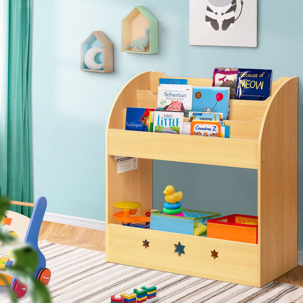 Keezi Kids Bookshelf Children Toys Storage Shelf Rack Organiser Bookcase Display Keezi