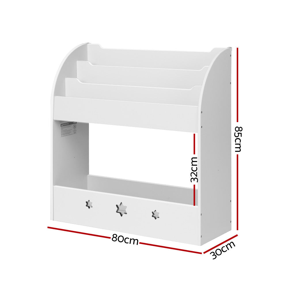 Keezi Kids Bookshelf Children Toy Storage Magazine Rack Organiser Bookcase White Keezi