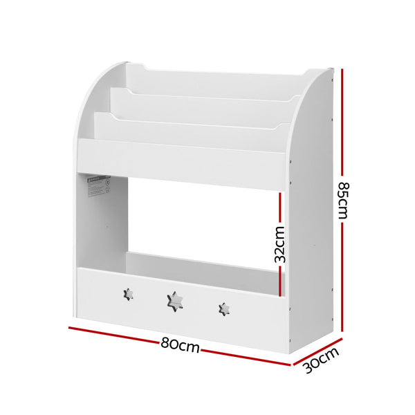 Keezi Kids Bookshelf Children Toy Storage Magazine Rack Organiser Bookcase White Keezi