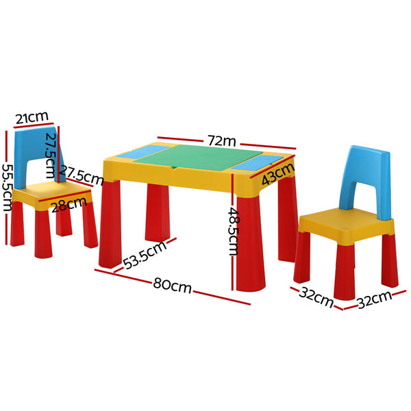 Keezi 3PCS Kids Table and Chairs Set Activity Chalkboard Toys Storage Box Desk Keezi