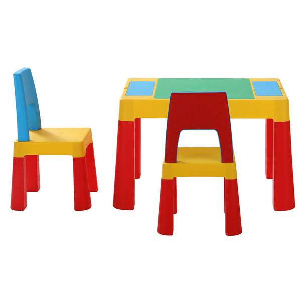 Keezi 3PCS Kids Table and Chairs Set Activity Chalkboard Toys Storage Box Desk Keezi