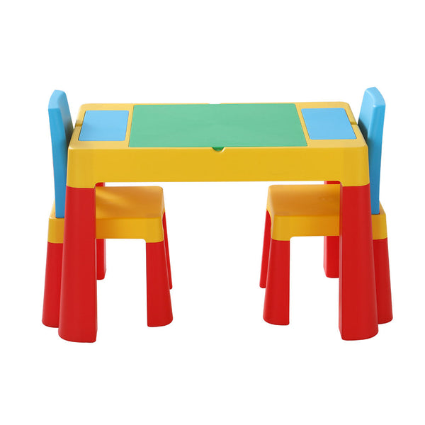 Keezi 3PCS Kids Table and Chairs Set Activity Chalkboard Toys Storage Box Desk Keezi