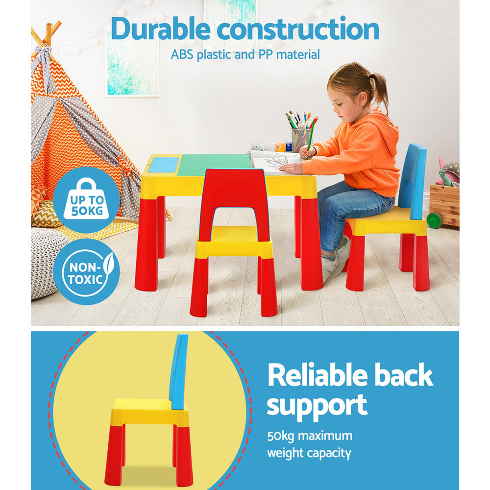 Keezi 3PCS Kids Table and Chairs Set Activity Chalkboard Toys Storage Box Desk Keezi