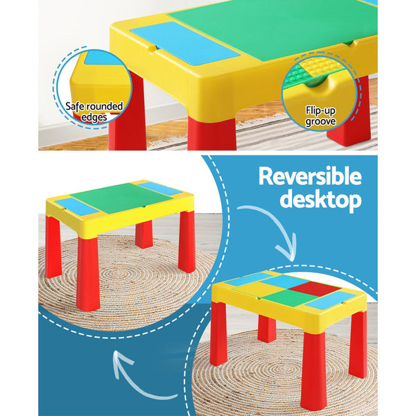 Keezi 3PCS Kids Table and Chairs Set Activity Chalkboard Toys Storage Box Desk Keezi