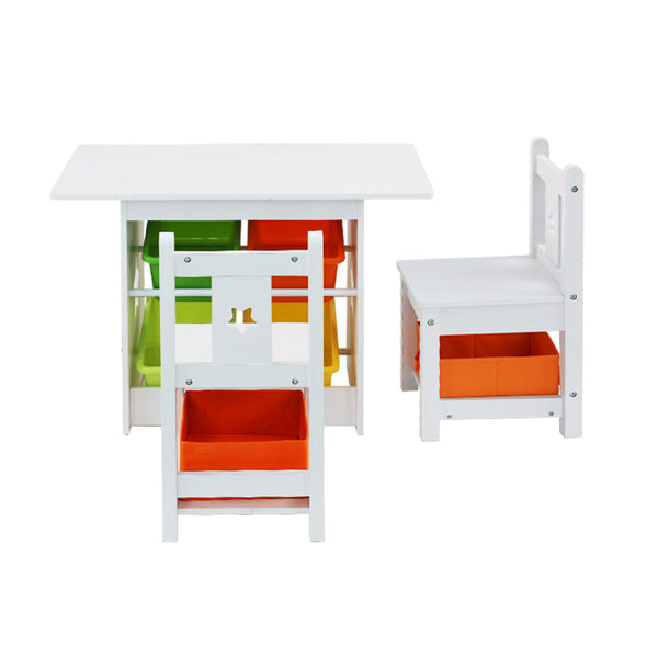Keezi 3 PCS Kids Table and Chairs Set Children Furniture Play Toys Storage Box Keezi