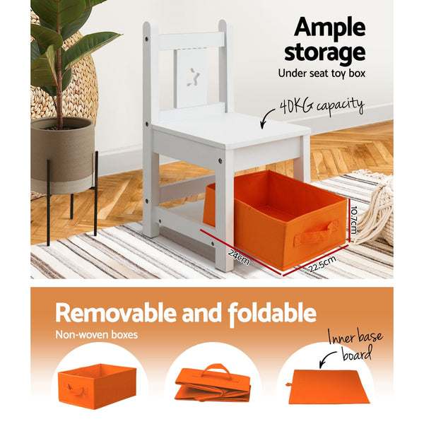 Keezi 3 PCS Kids Table and Chairs Set Children Furniture Play Toys Storage Box Keezi