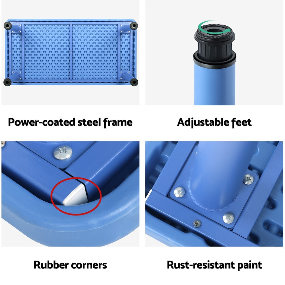 Keezi Kids Table and Chairs Study Desk Furniture 120CM Plastic Table 8 Chairs Keezi