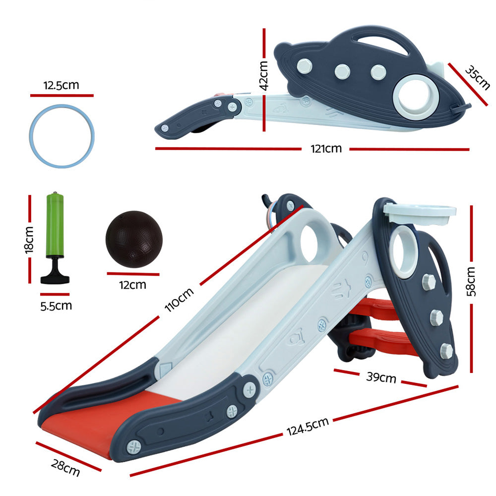 Keezi Kids Slide Set Outdoor Playground Basketball Hoop Ring Toddler Play Activity Indoor Keezi