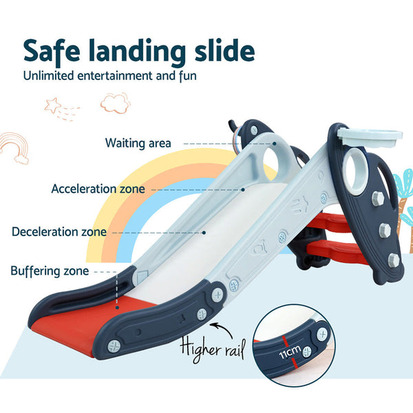 Keezi Kids Slide Set Outdoor Playground Basketball Hoop Ring Toddler Play Activity Indoor Keezi