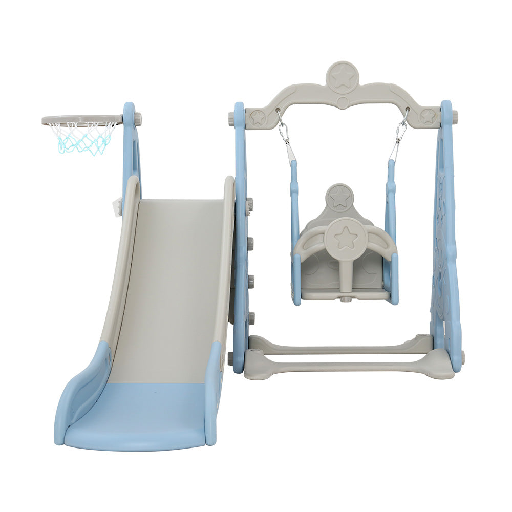 Keezi Kids Slide 170cm Extra Long Swing Basketball Hoop Toddlers PlaySet Blue Keezi