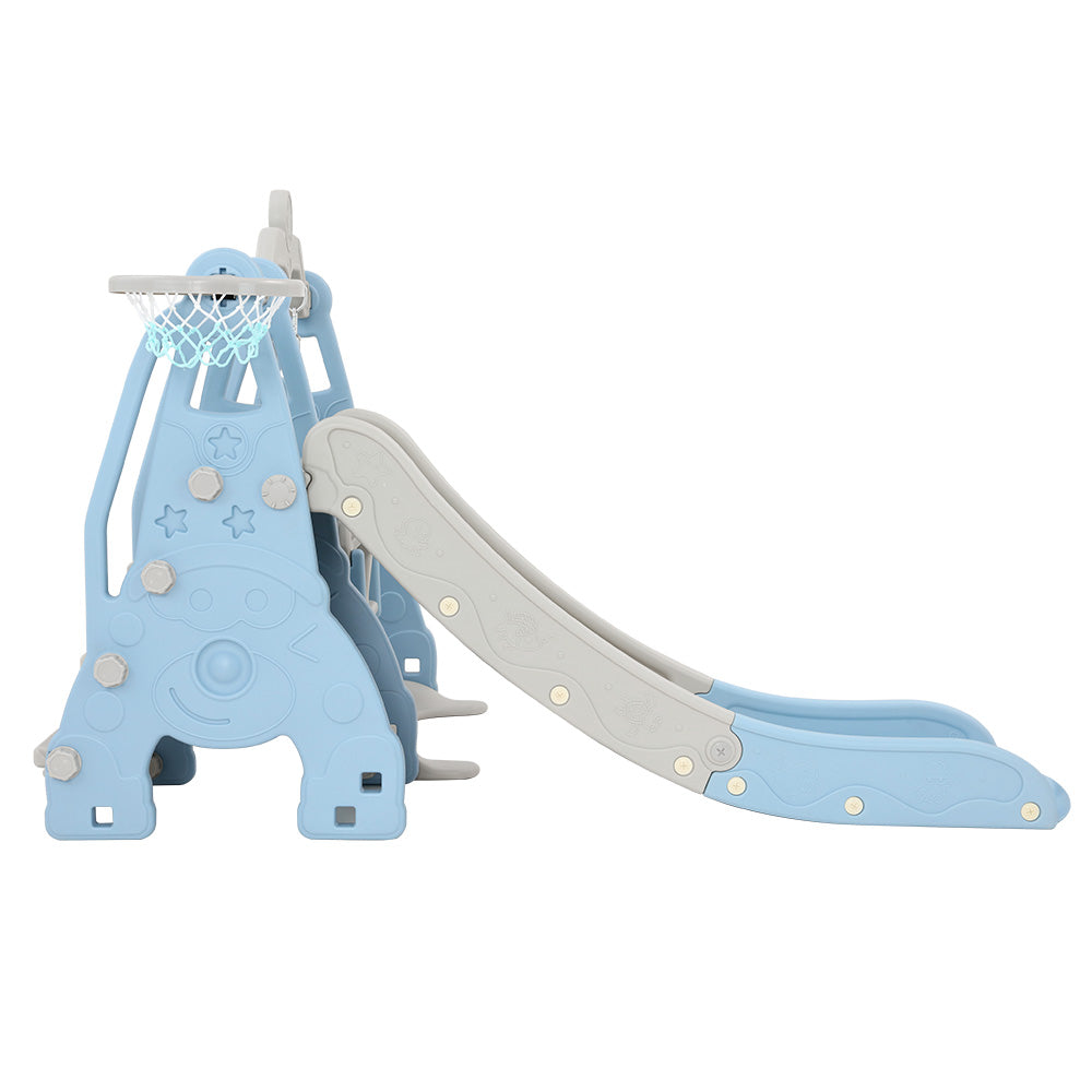 Keezi Kids Slide 170cm Extra Long Swing Basketball Hoop Toddlers PlaySet Blue Keezi