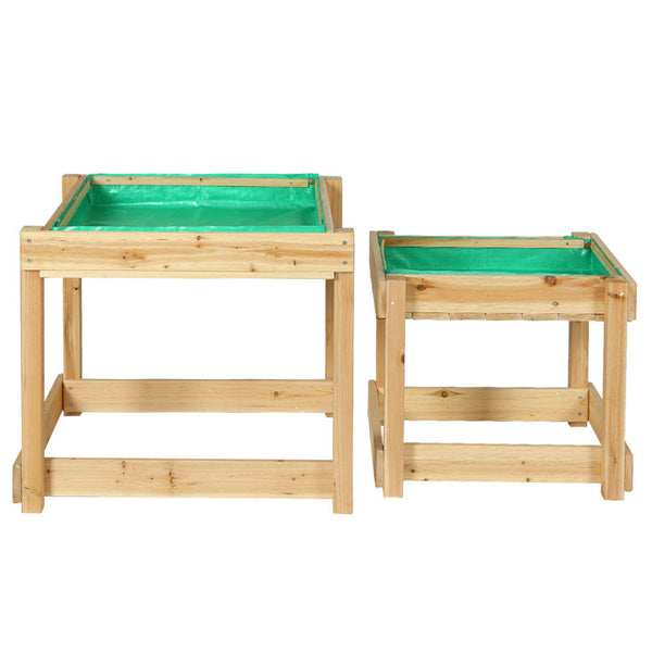 Keezi Kids Sandpit Sand and Water Wooden Table with Cover Outdoor Sand Pit Toys Keezi