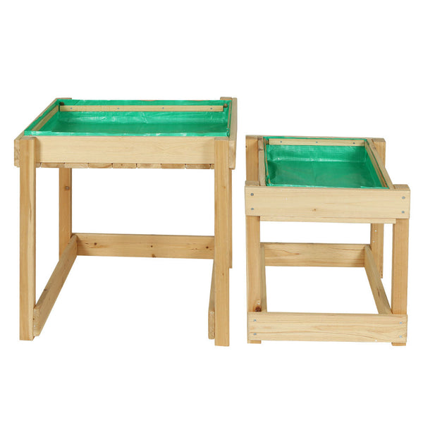 Keezi Kids Sandpit Sand and Water Wooden Table with Cover Outdoor Sand Pit Toys Keezi