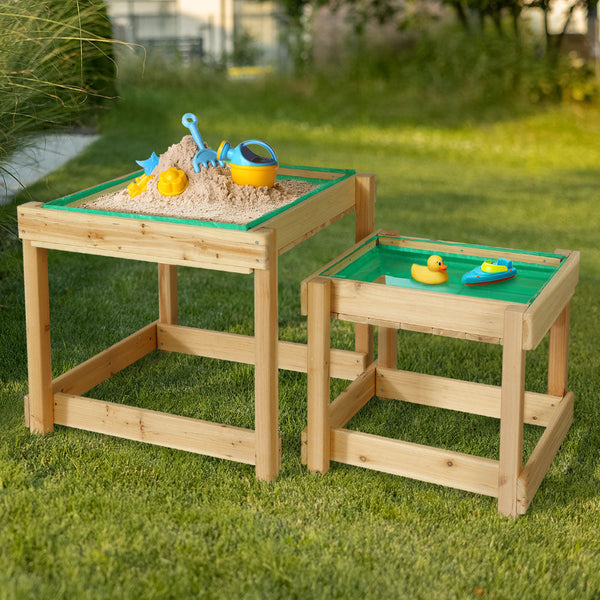 Keezi Kids Sandpit Sand and Water Wooden Table with Cover Outdoor Sand Pit Toys Keezi