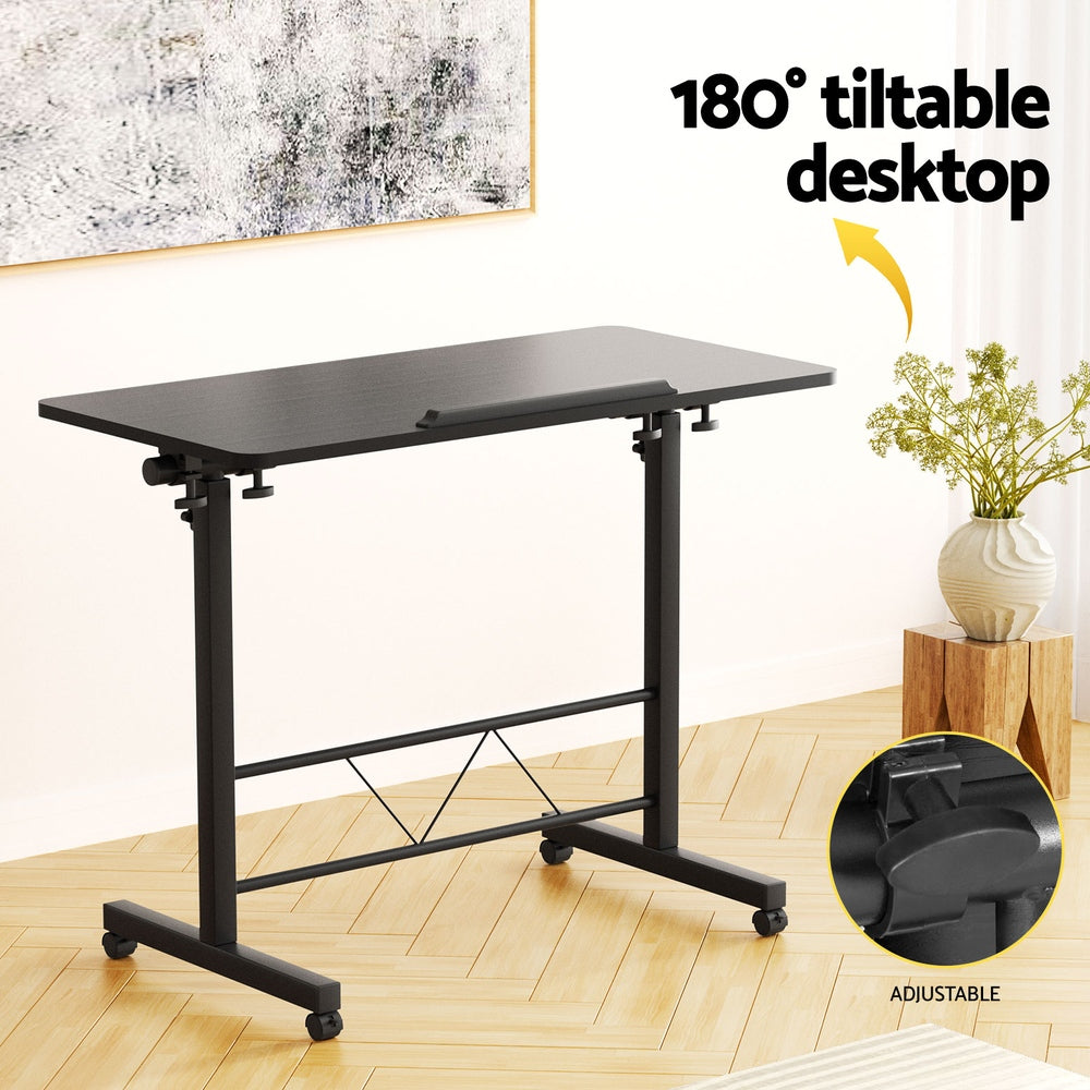 Artiss Laptop Desk Table Height Adjustable Wooden Bed Side Tables 80CM Black Artiss