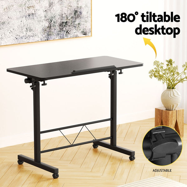 Artiss Laptop Desk Table Height Adjustable Wooden Bed Side Tables 80CM Black Artiss