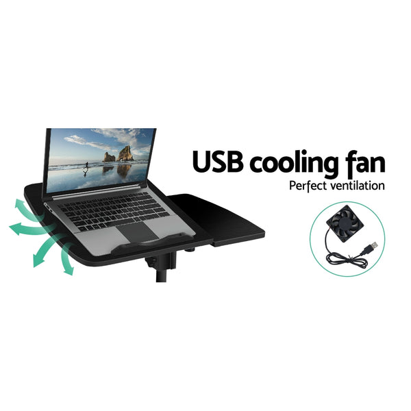 Adjustable Computer Stand with Cooler Fan - Black freeshipping - Awezingly