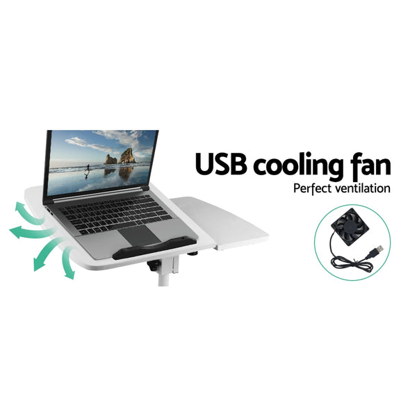 Adjustable Computer Stand with Cooler Fan - White freeshipping - Awezingly