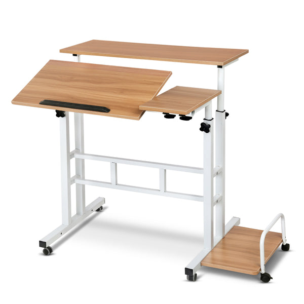 Mobile Twin Laptop Desk - Light Wood freeshipping - Awezingly