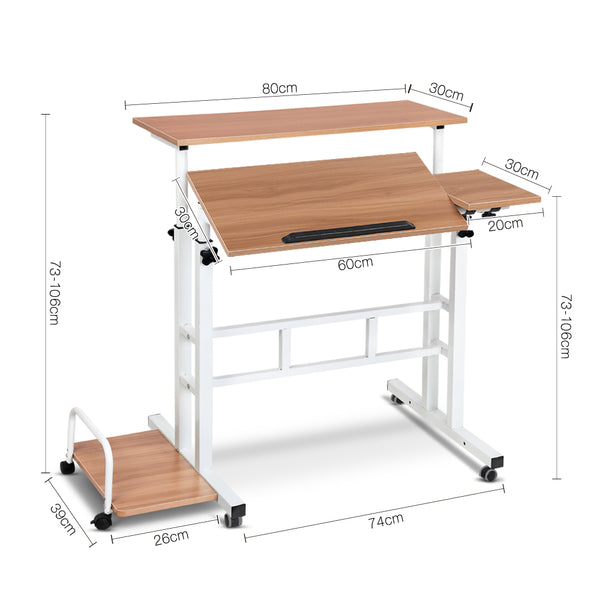 Mobile Twin Laptop Desk - Light Wood freeshipping - Awezingly