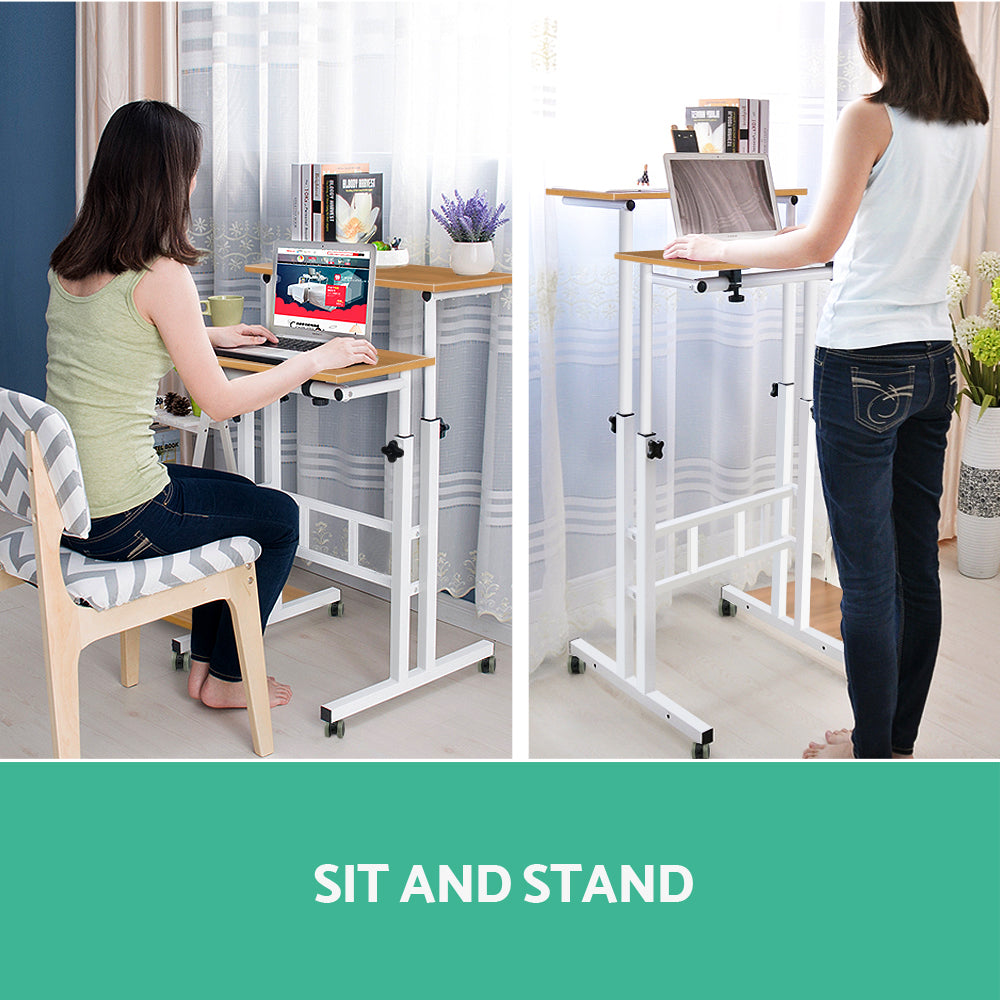 Mobile Twin Laptop Desk - Light Wood freeshipping - Awezingly