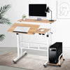 Mobile Twin Laptop Desk - Light Wood