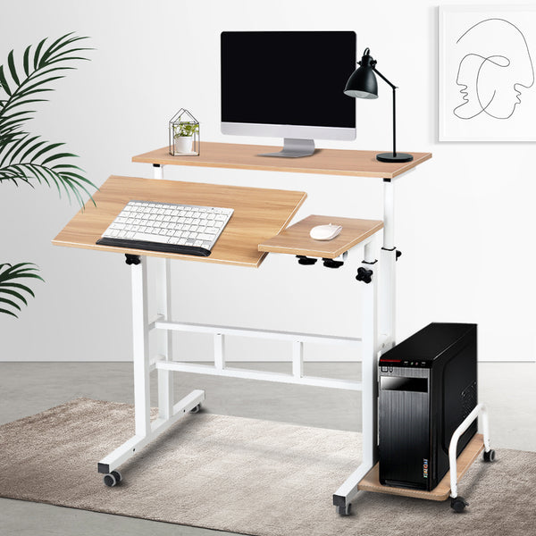 Mobile Twin Laptop Desk - Light Wood freeshipping - Awezingly