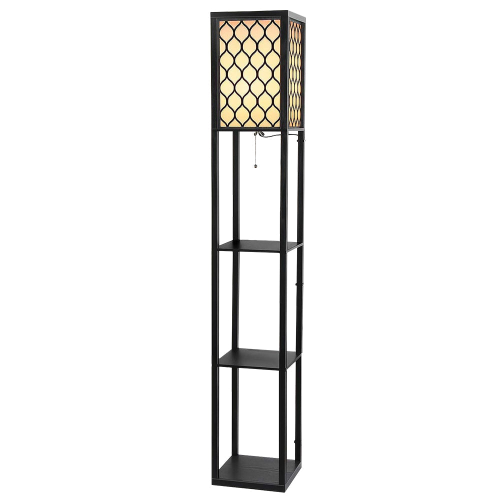 Artiss Floor Lamp Storage Shelf LED Lamps Vintage Standing Reading Light - Black Artiss