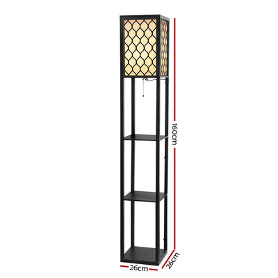 Artiss Floor Lamp Storage Shelf LED Lamps Vintage Standing Reading Light - Black
