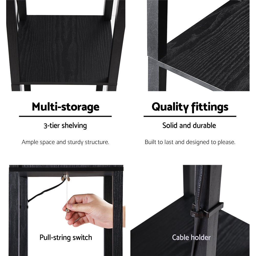 Artiss Floor Lamp Storage Shelf LED Lamps Vintage Standing Reading Light - Black Artiss