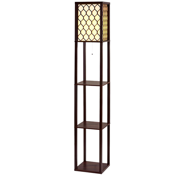 Artiss Floor Lamp Storage Shelf LED Lamps Vintage Standing Reading Light - Brown Artiss