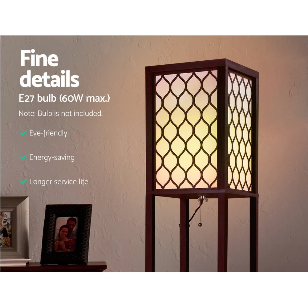 Artiss Floor Lamp Storage Shelf LED Lamps Vintage Standing Reading Light - Brown Artiss