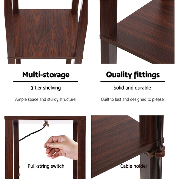 Artiss Floor Lamp Storage Shelf LED Lamps Vintage Standing Reading Light - Brown Artiss