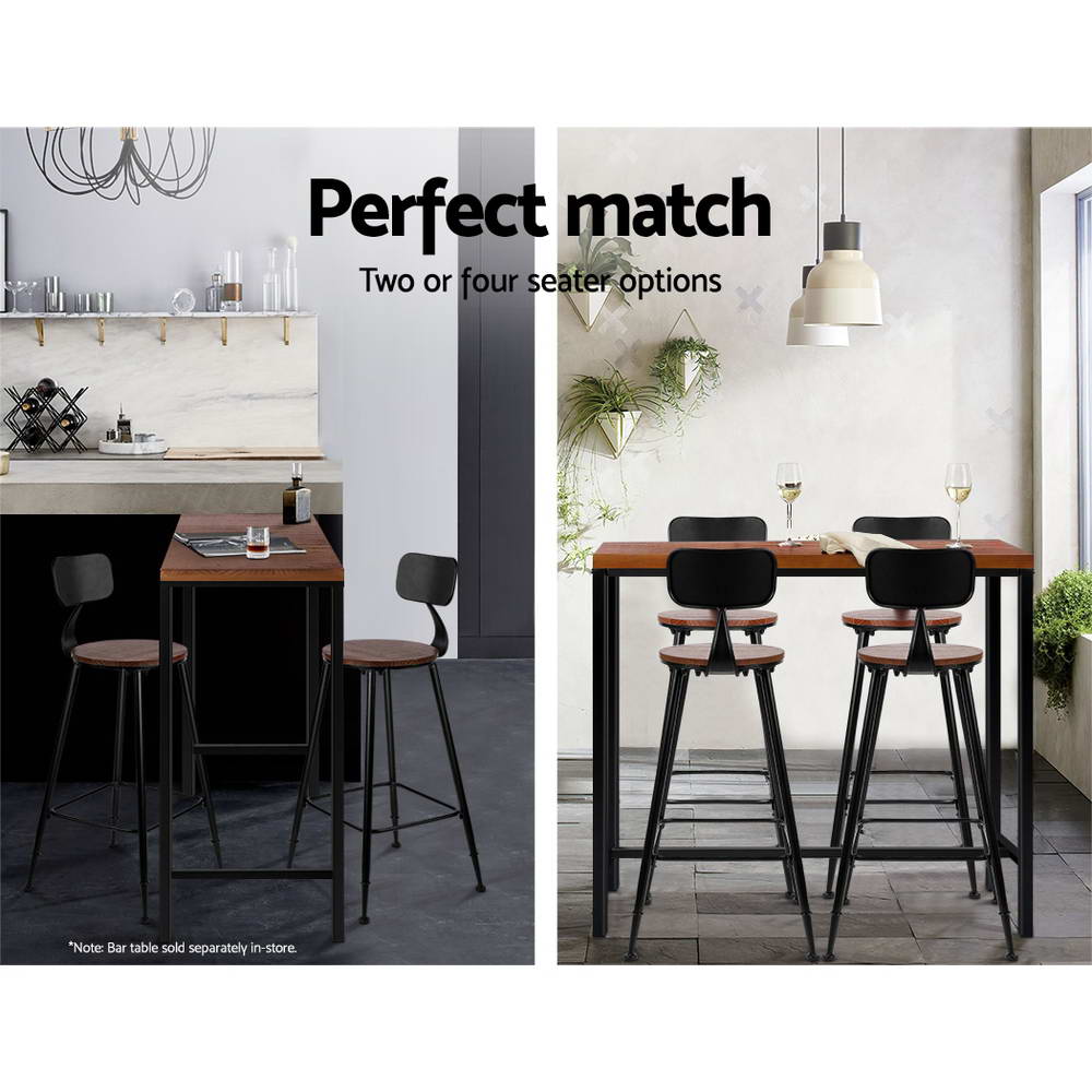 2x Artiss Vintage Bar Stools ALEX Retro Pine Wood Metal Frame freeshipping - Awezingly
