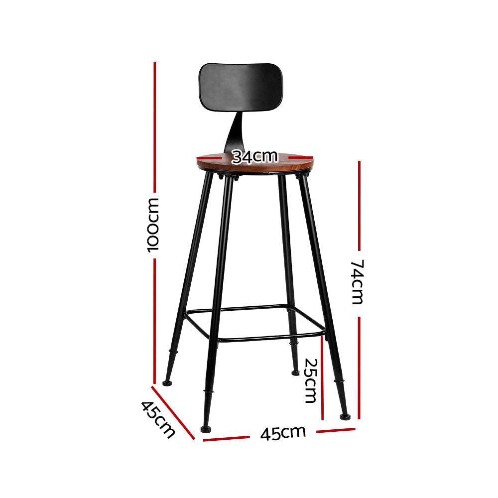 Artiss 4x Vintage Industrial Bar Stool Retro Barstools Dining Chairs Kitchen Artiss