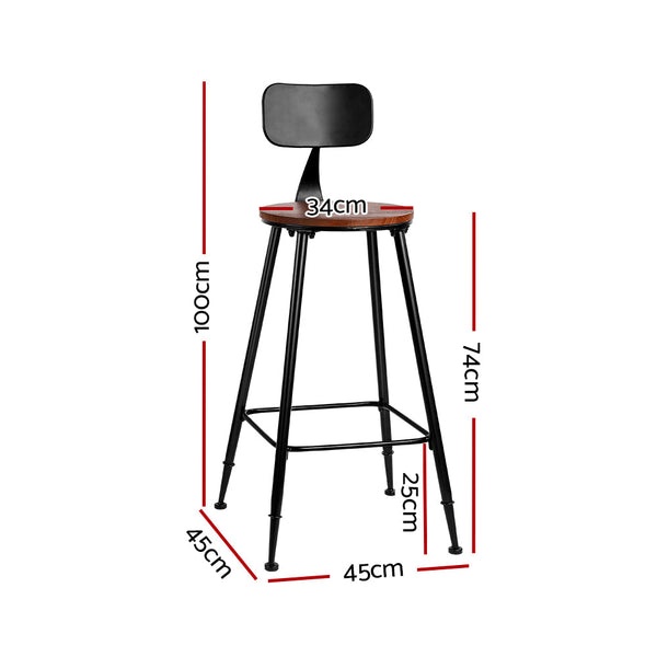 Artiss 4x Vintage Industrial Bar Stool Retro Barstools Dining Chairs Kitchen Artiss