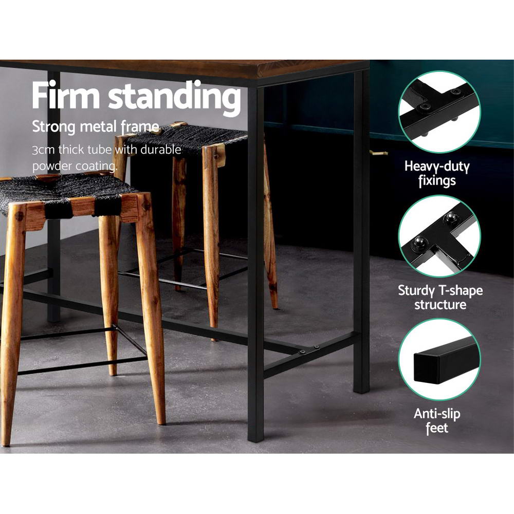 Artiss Vintage Industrial High Bar Table for Stool Kitchen Cafe Desk Dark Brown freeshipping - Awezingly