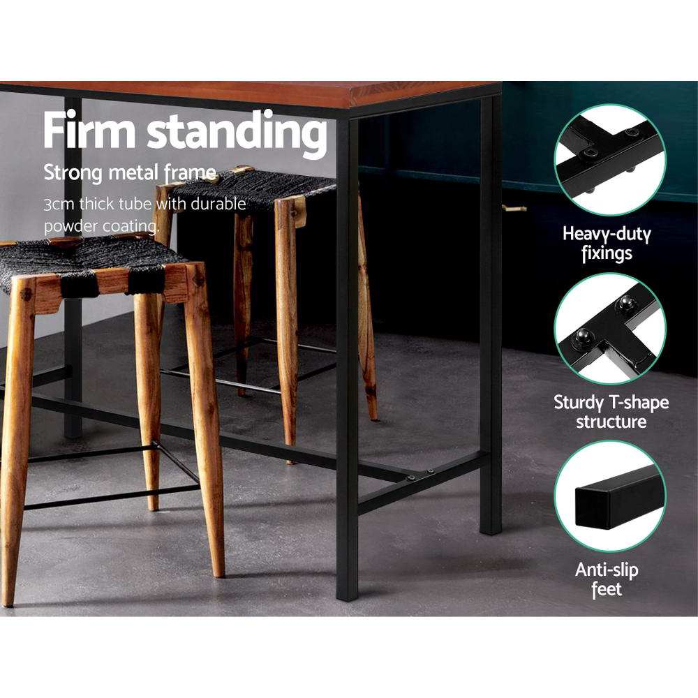 Artiss Vintage Bar Table ALEX Retro Pine Wood Metal Frame freeshipping - Awezingly