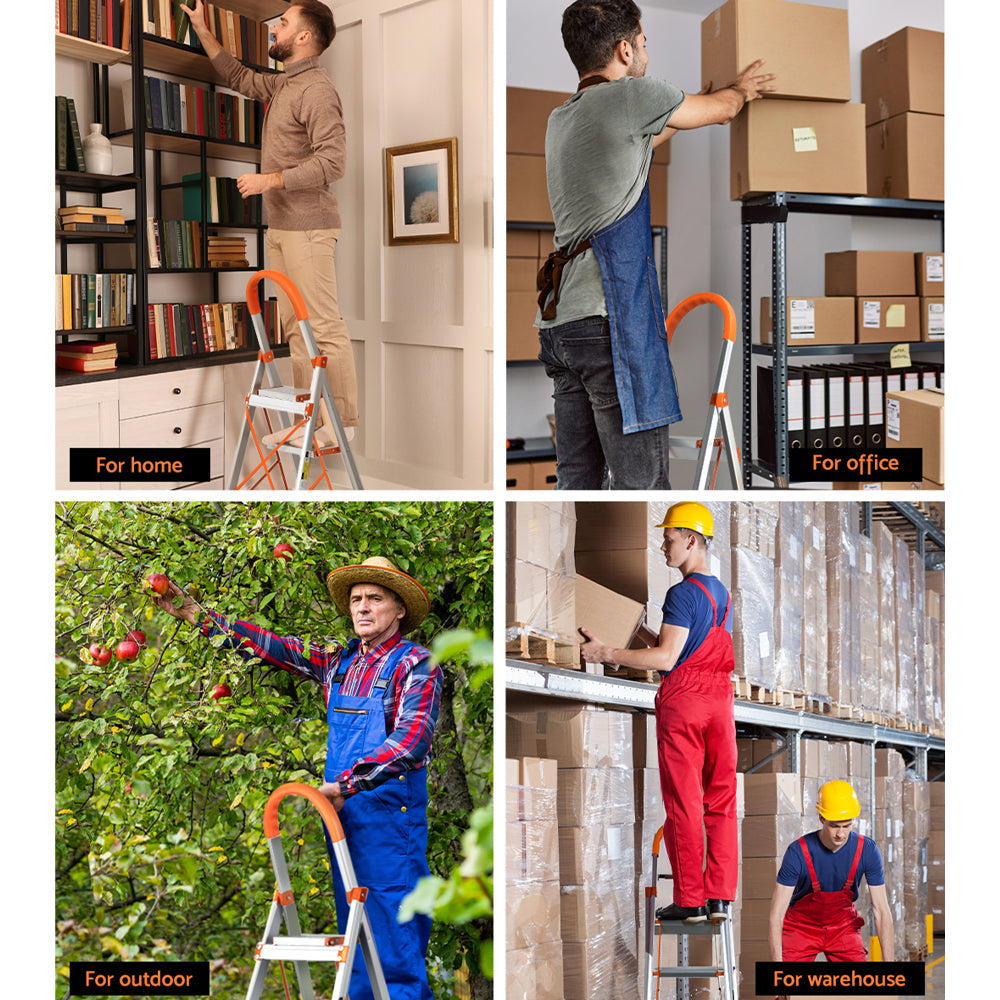Giantz 3 Step Ladder Multi-Purpose Folding Aluminium Light Weight Non Slip Platform Giantz