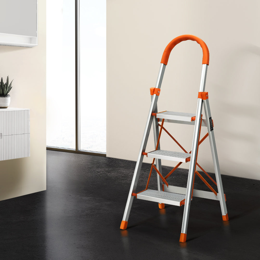 Giantz 3 Step Ladder Multi-Purpose Folding Aluminium Light Weight Non Slip Platform Giantz