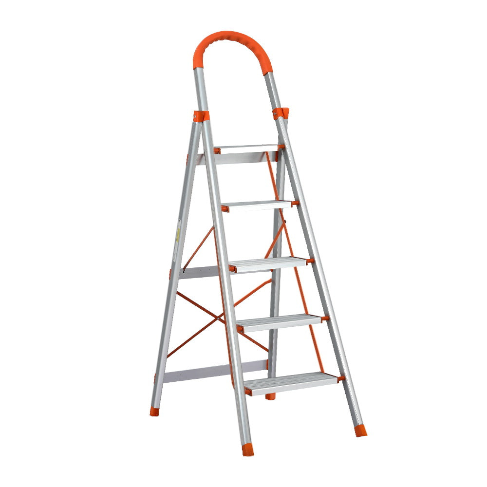 Giantz 5 Step Ladder Multi-Purpose Folding Aluminium Light Weight Non Slip Platform Giantz