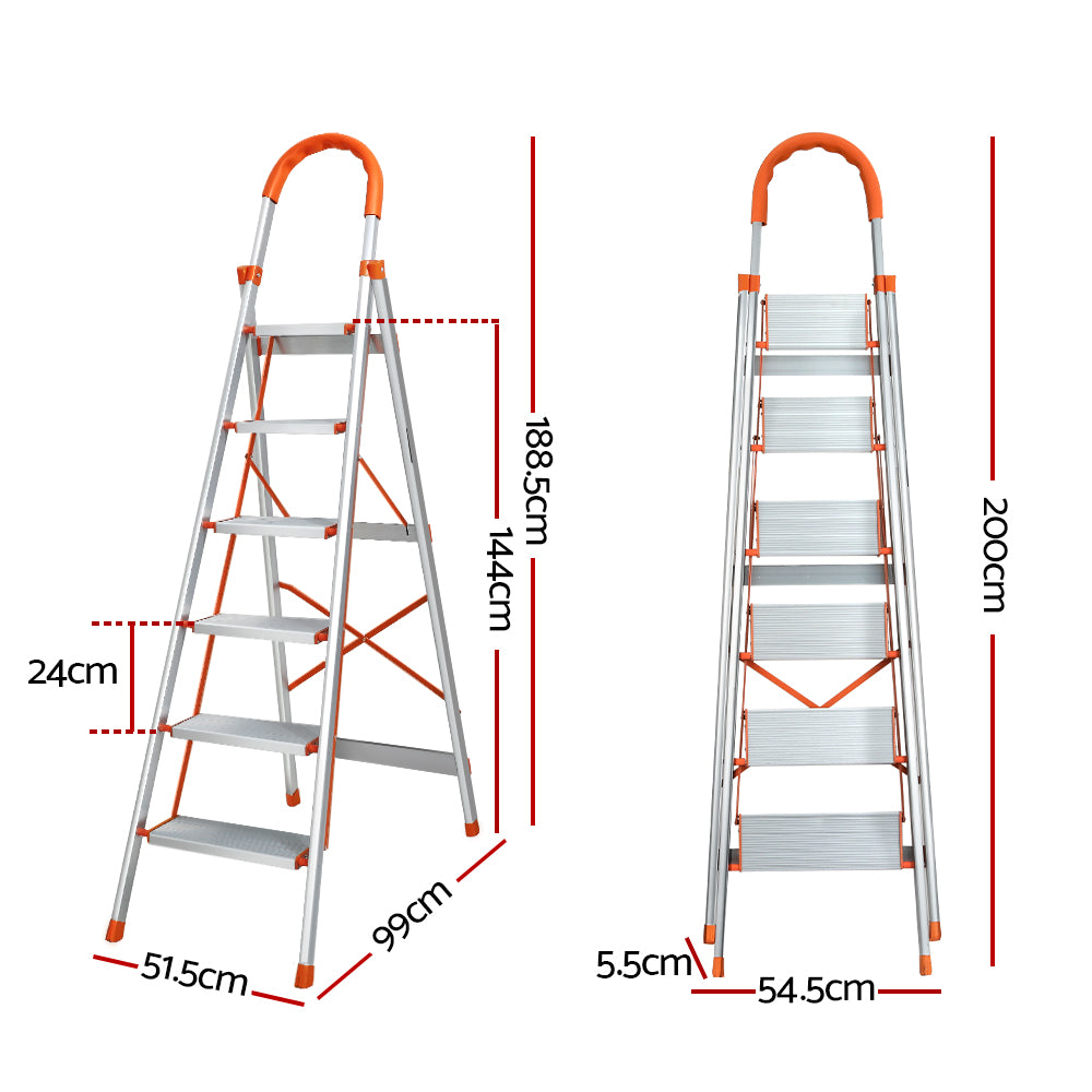 Giantz 6 Step Ladder Multi-Purpose Folding Aluminium Light Weight Non Slip Platform Giantz