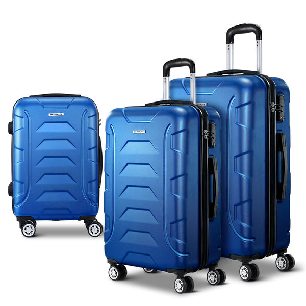 Wanderlite 3pc Luggage Travel Sets Suitcase Trolley TSA Lock Blue Does not apply