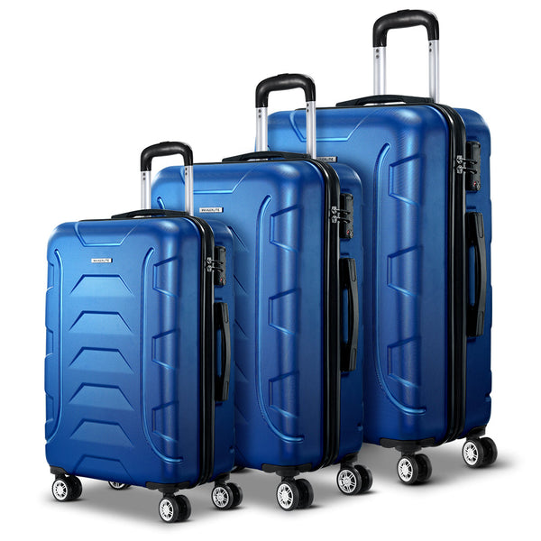 Wanderlite 3pc Luggage Travel Sets Suitcase Trolley TSA Lock Blue Does not apply
