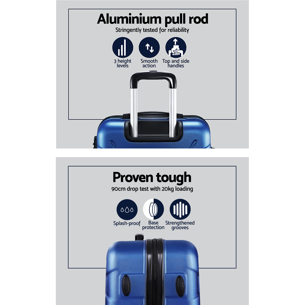 Wanderlite 3pc Luggage Travel Sets Suitcase Trolley TSA Lock Blue Does not apply